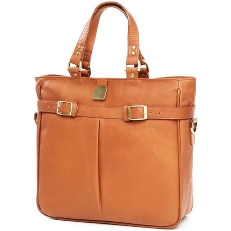 CLAVA Clava 993CAFE Leather Pleated Buckle Tote  - Cafe 993CAFE